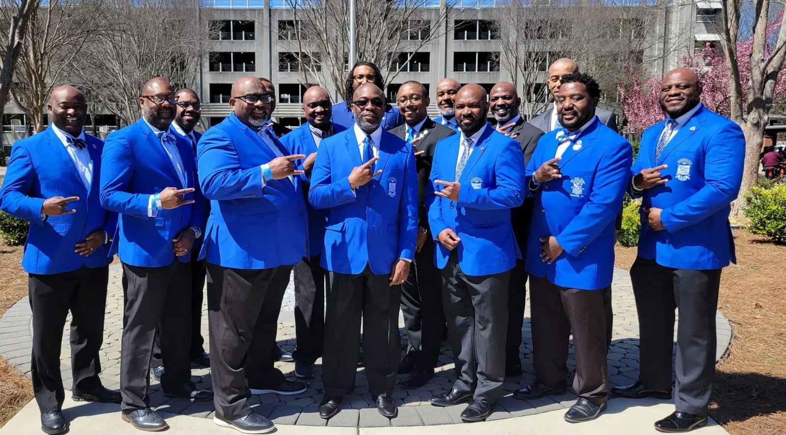 Chapter brothers gathered outdoors
